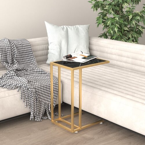VidaXL Računalni&amp;scaron;ka stranska mizica črn marmor 50x35x65 cm steklo Slike