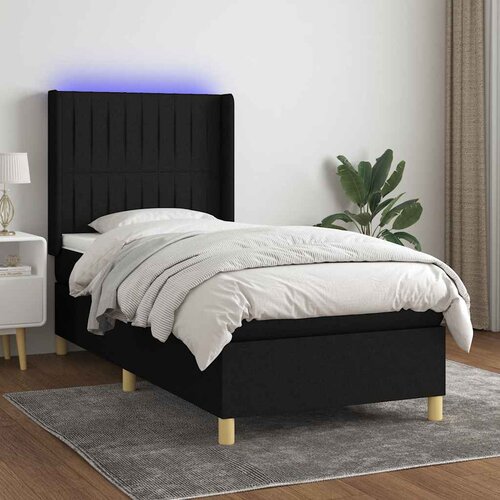  box spring s madracem LED crni 90x200 cm od tkanine Cijene