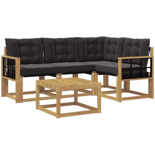 vidaXL Zunanja garnitura za sedenje z blazino 5 pcs Bela in črna, (5000280650) Cene