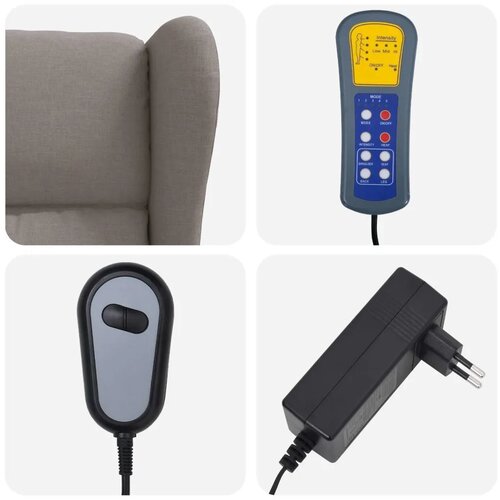  Masažni električni naslonjač s krilima Sivosmeđa Tkanina - Sivosmeđa Slike