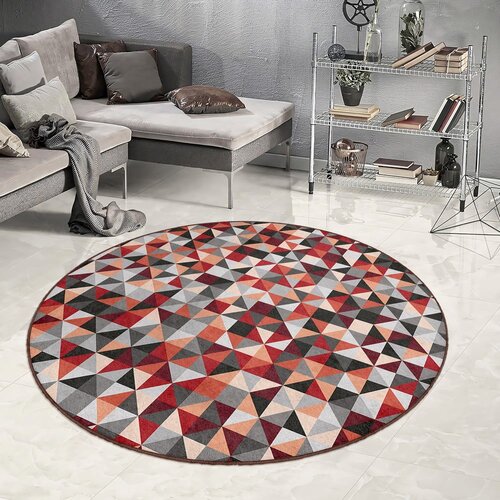Mila Home rdeča/siva pralna okrogla preproga &amp;oslash; 150 cm ignite &amp;ndash; Slike