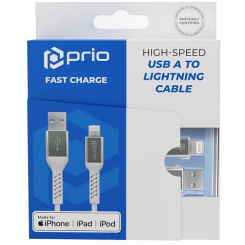Prio Charge &amp;amp; Sync USB A na Lightning kabel MFi certificiran 120 cm bijele boje Slike