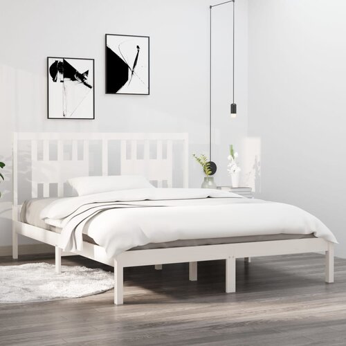 Furnova Posteljni okvir bel iz trdne borovine 160x200 cm, (21937380) Slike