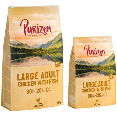 Purizon 12 kg + 2 kg gratis! 14 kg - Large Adult piščanec & riba - brez žit