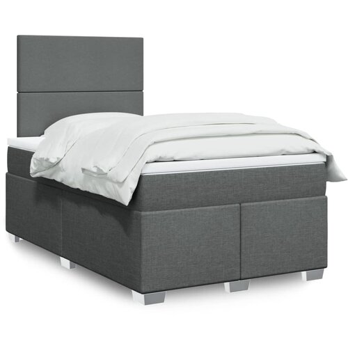 VidaXL Box spring postelja z vzmetnico temno siva 120x200 cm blago Slike