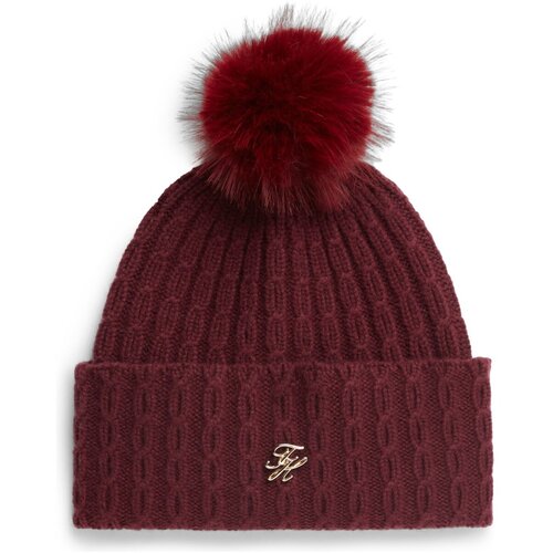 Tommy Hilfiger Kape Th Script Cable Pom Beanie Bordo Slike