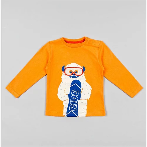 Zippy Dječja pamučna majica dugih rukava boja: narančasta, s tiskom