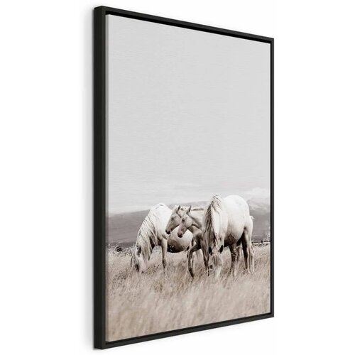 Slika - White Horses (1 Part) Vertical 60x90 U crnom drvenom okviru Cene