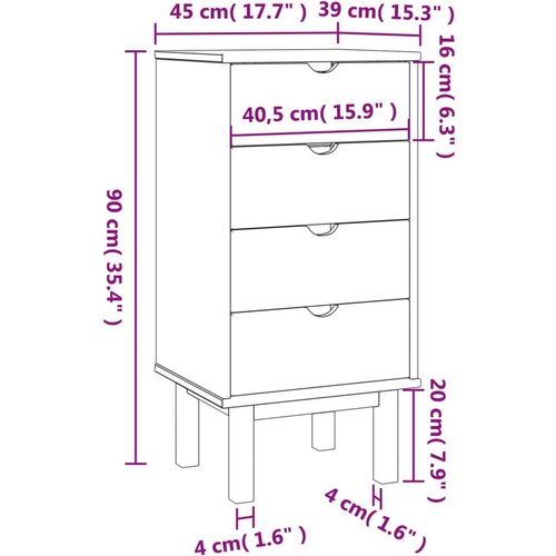 VidaXL Ladičar OTTA smeđe-sivi 46 x 39 5 x 90 cm od masivne borovine Slike
