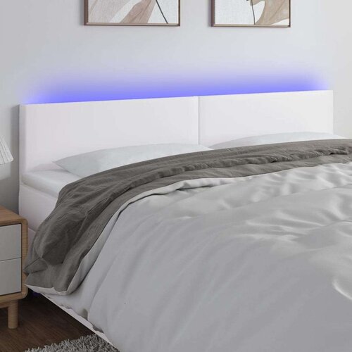  Posteljno vzglavje belo 180x5x78/88 cm umetno usnje, (20793857) Slike