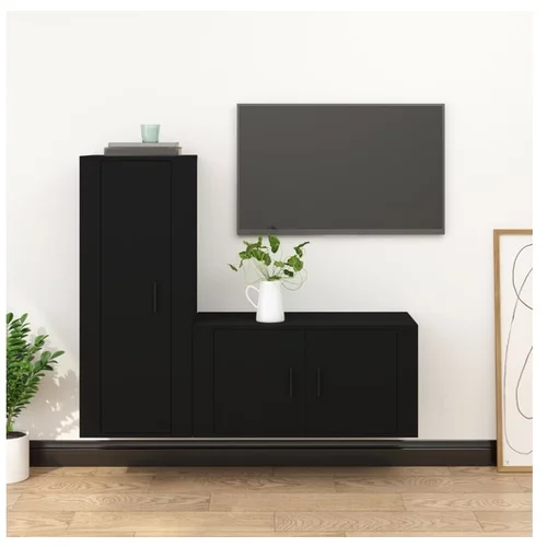  Komplet TV omaric 2-delni črn inženirski les