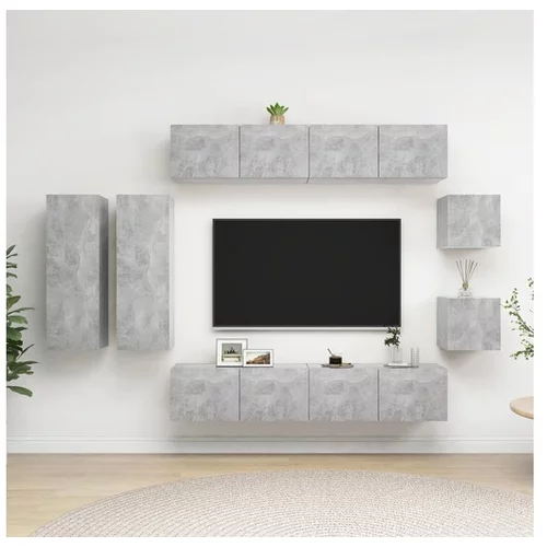  Komplet TV omaric 8-delni betonsko siva iverna plošča