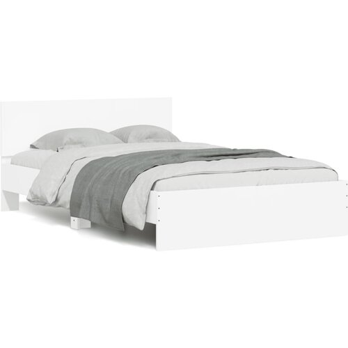 VidaXL Okvir za krevet s uzglavljem i LED bijeli 135x190 cm Slike