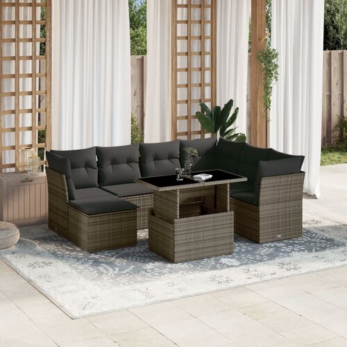 VidaXL 8-dijelni set vrtnih sofa od poliratana s jastucima sivi Slike