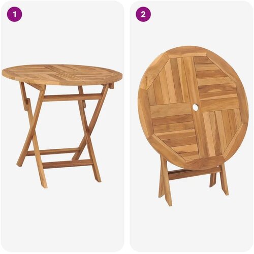  5-dijelni sklopivi vrtni bistro set Prirodna - Okruglo 4 sjedala Bez naslona za ruke Slike