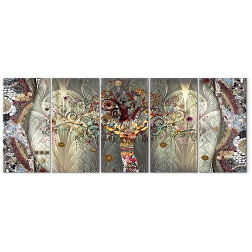  Slika - Tree of Life (5 Parts) Narrow 200x80 Na talijanskom platnu Slike