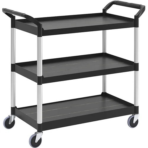 Rubbermaid Večnamenski servirni voziček, skupna nosilnost 90 kg, DxŠxV 860 x 470 x 960 mm, nakladalna površina črne barve