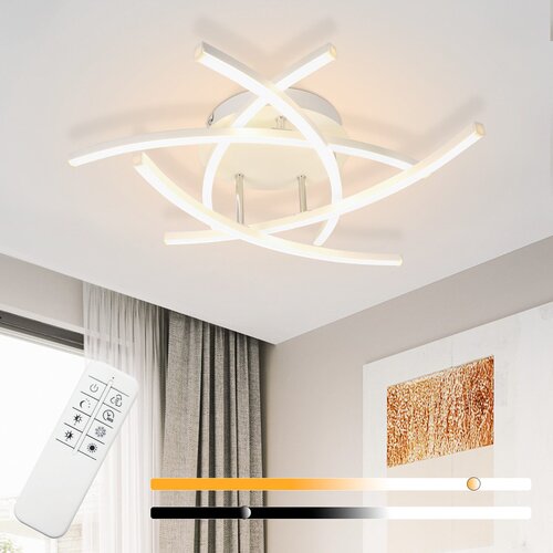 Nettlife LED stropna svetilka za spalnico, zatemnljiva, 32 W, moderna, bela, kovinska, z daljinskim upravljalnikom, (22111286) Cene