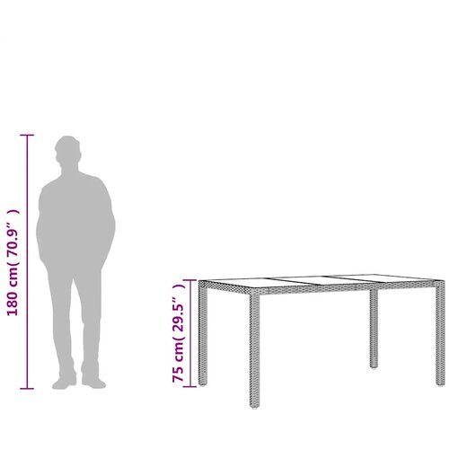  Vrtni stol sa staklenom pločom smeđi 150x90x75 cm od poliratana Slike
