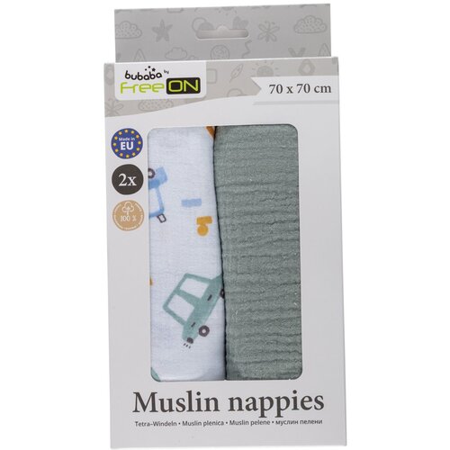 Bubaba by FreeON tetra plenica muslin 2/1, 70 x 70 cm mint/white Cene