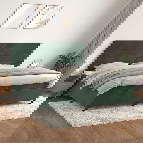  Krevet s oprugama i madracem tamnozeleni 200x200 cm bar&amp;scaron;unasti Slike