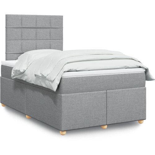 VidaXL Box spring postelja z vzmetnico svetlo siva 120x200 cm blago Slike