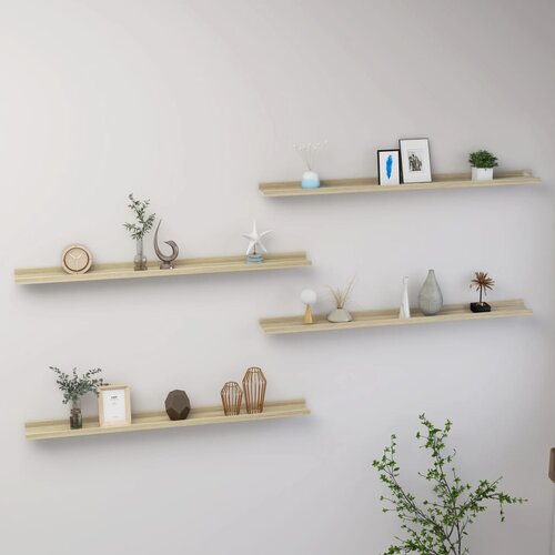 vidaXL Stenske police 4 kosi sonoma hrast 100x9x3 cm Cene