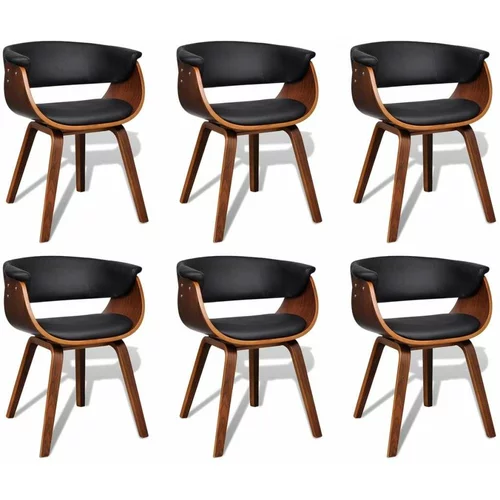  Jedilni stoli 6 kosov ukrivljen les in umetno usnje, (20701547)