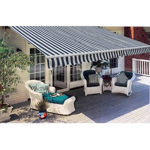 Maison Chic Ročno zložljiva tenda - Senčniki 300 cm modro/bela, (22038502) Slike