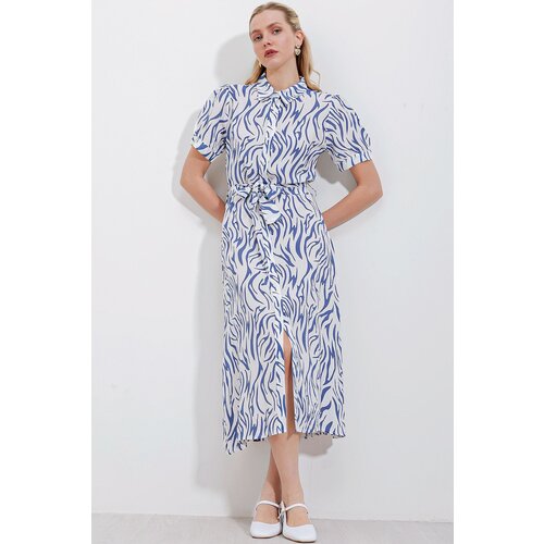 Bigdart 2213 Short Sleeve Viscose Dress - Blue Slike