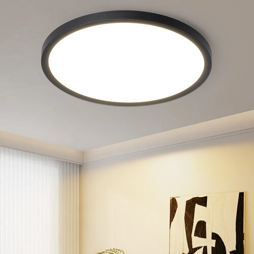 Nettlife ravna LED stropna svetilka za spalnico črna 18 cm 15 W nezatemnljiva toplo bela 3000K, (22111167) Cene