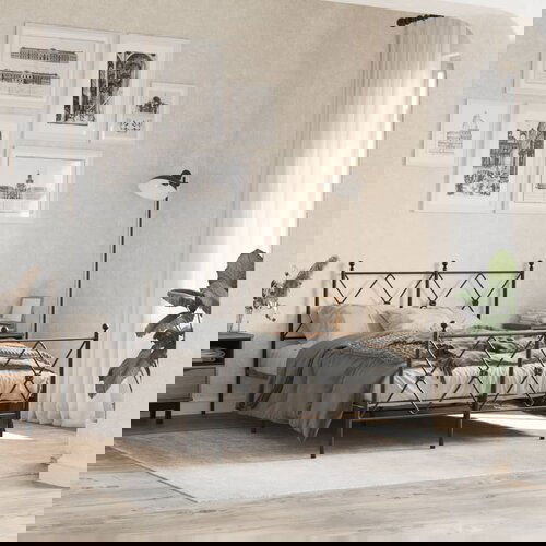 VidaXL Metalni okvir kreveta uzglavlje i podnožje crni 120x190 cm Slike