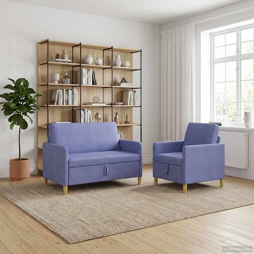  Set sofe s pohranom 2 pcs Traper plava Poliester Cijene