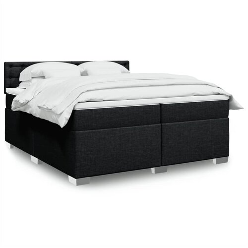 VidaXL Krevet s oprugama i madracem crni 200x200 cm od tkanine Slike