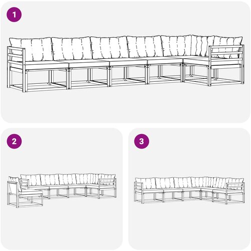  Set vanjskih sofa 6 kom. Prirodna i svijetlo siva Smeđa 404 x 166,5 x 73 cm Slike