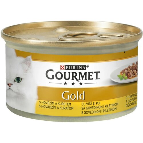 Purina gourmet gold vlažna hrana za mačke komadići govedine i piletine u sosu 85g Slike