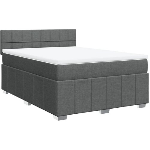  Krevet s oprugama i madracem tamnosivi 140x190 cm od tkanine Slike