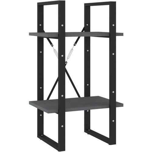 VidaXL Knjižna omara 2-nadstropna siva 40x30x70 cm trdna borovina Slike