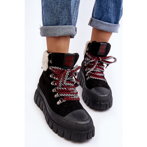 Boto Lined Boots Trappers on Thick Sole Black Ralotta Cene