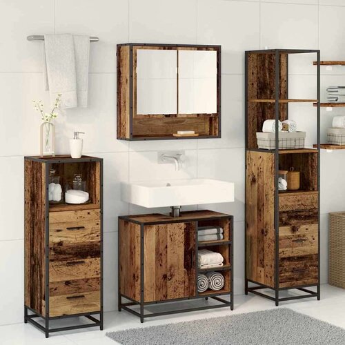 VidaXL set namje&amp;scaron;taja za kupaonicu 4 pcs staro drvo 65 x 33 x 60 cm Slike