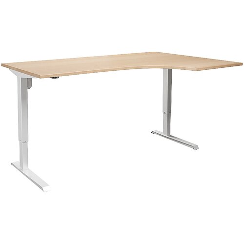 eurokraft basic Kotna pisalna miza Venla, električna nastavitev višine, desna stran, ŠxG 1800 x 1200 mm, breza/bele barve Cene