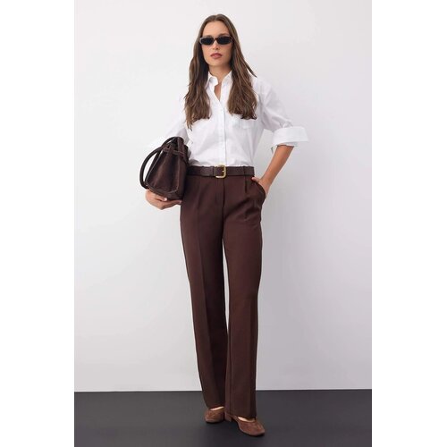 TRENDYOLMILLA ženske pantalone model Twoaw26Pl00028, smeđa-darka smeđa Slike