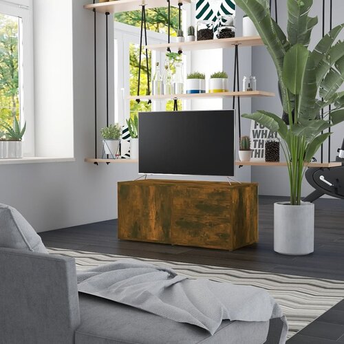 VidaXL TV ormarić boja dimljenog hrasta 80x34x36 cm konstruirano drvo Slike