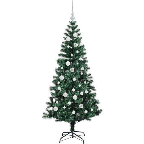 VidaXL Umjetno predsvijetljeno božićno drvce Zelena 150cm PVC i metal Slike
