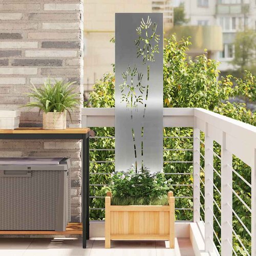 VidaXL Privatnost u vrtu Rezbarija Srebrno 32 x 140 cm Pocinčani čelik Slike