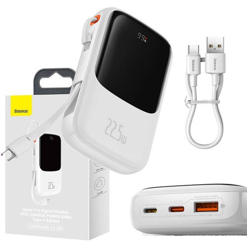 Baseus Powerbank Qpow Pro s kablom USB-C, USB-C, USB, 10000mAh, 22,5W (bel), (20628111) Slike