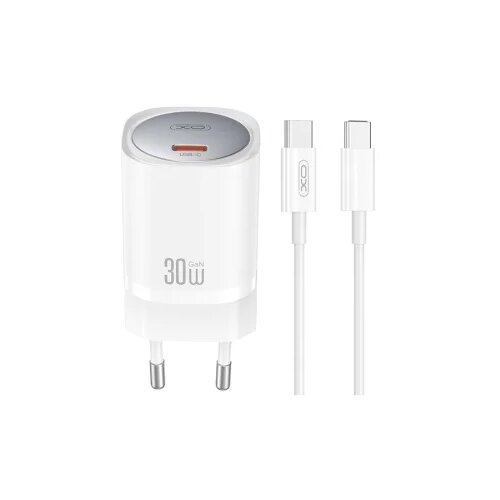 XO wall charger CE20 PD 30W 1x USB-C white + cable USB-C - USB-C Cijene