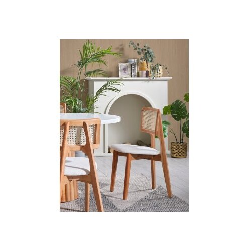 Hanah home pera - white, natural whitenatural dining table & chairs set (6 pieces) Cene