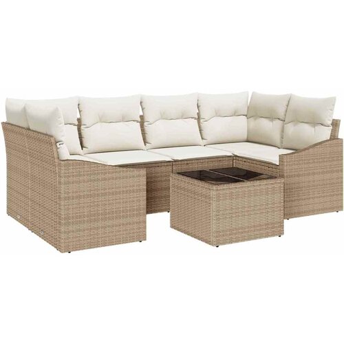  Set sofe 7 kom. Bež i krema poliratan 234 x 123,5 x 85 cm Slike