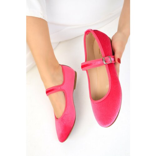 Soho Fuchsia Velvet Women's Flat Shoes 19004 Slike